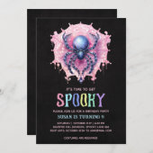 Kawaii Spider Halloween Geburtstagsparty Einladung (Vorne/Hinten)