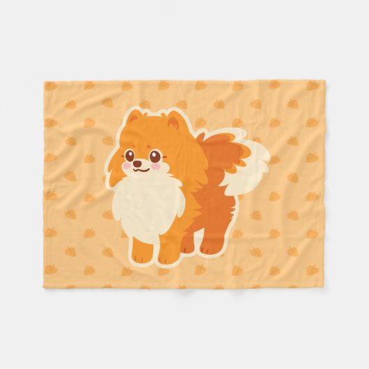 Kawaii Spitz-Cartoon-Hund Fleecedecke (Vorderseite (Horizontal))