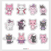 Kawaii Spooky Cat Sticker Pack (Blatt)