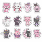 Kawaii Spooky Cat Sticker Pack (Vorderseite)