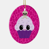 Kawaii Spooky Cupcake Pink Leopard Print Ornament (Rechts)