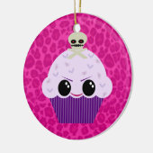 Kawaii Spooky Cupcake Pink Leopard Print Ornament (Links)