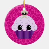 Kawaii Spooky Cupcake Pink Leopard Print Ornament (Hinten)