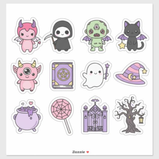 Kawaii Spooky & Niedliches Halloween-Stickerpack Aufkleber (Blatt)