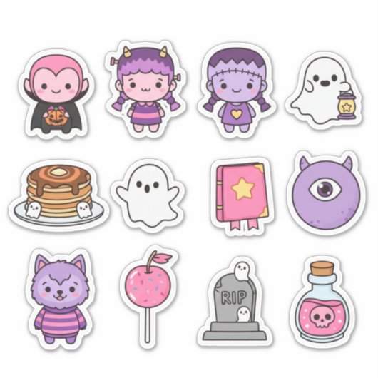 Kawaii Spooky Sweethearts Sticker Pack (Vorderseite)