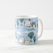 Kawaii Spring Cats Nattern Pattern Kaffeetasse (VorderseiteRechts)