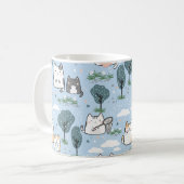 Kawaii Spring Cats Nattern Pattern Kaffeetasse (Vorderseite Links)