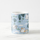 Kawaii Spring Cats Nattern Pattern Kaffeetasse (Mittel)