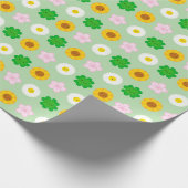 Kawaii Spring Flowers (grün) Geschenkpapier (Ecke)