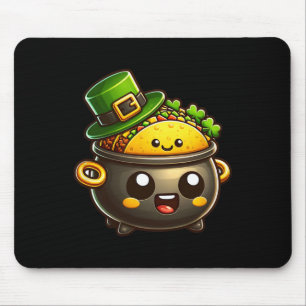 Kawaii St. Patricks' Day Pot O Tacos Irisch-Mexika Mousepad
