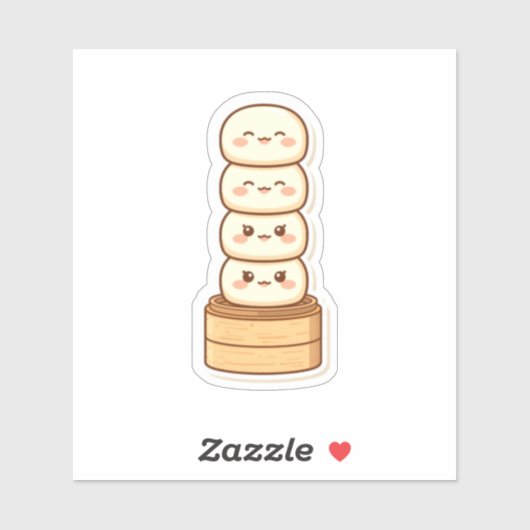 Kawaii Stacked Dumpling Bamboo Steamer Aufkleber (Blatt)