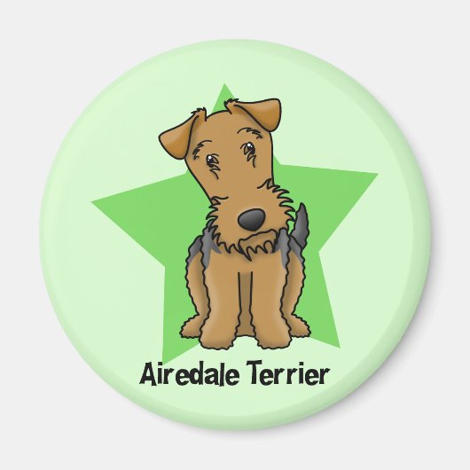 Kawaii Star Airedale Terrier Magnet (Vorne)