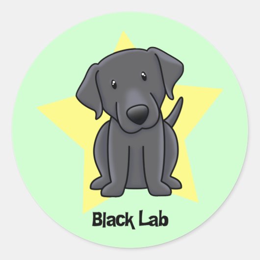 Kawaii Star Black Lab Runder Aufkleber (Vorderseite)