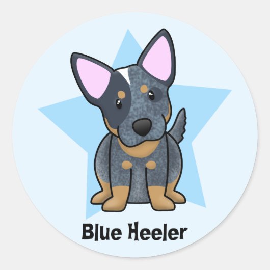 Kawaii Star Blue Heeler Runder Aufkleber (Vorderseite)