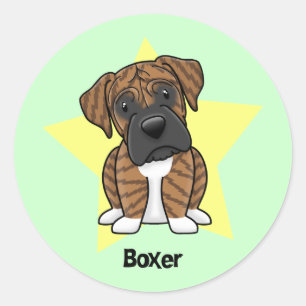 Kawaii Star Brindle Boxer Runder Aufkleber