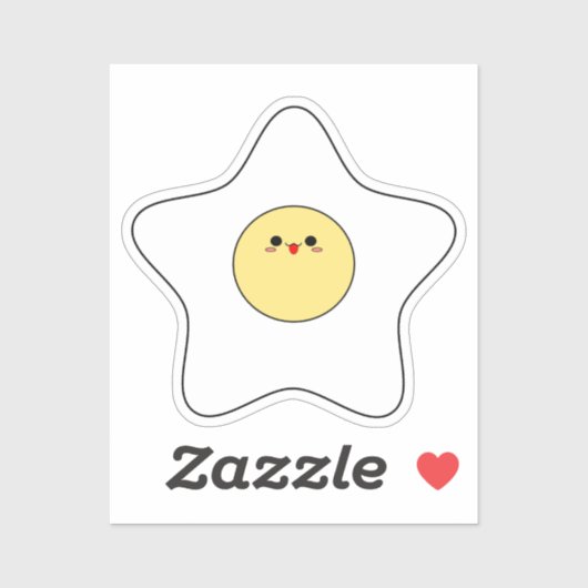 Kawaii Star Fried Egg Vinyl Sticker (Blatt)