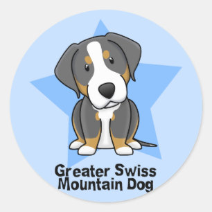 Kawaii Star Greater Swiss Mountain Dog Runder Aufkleber