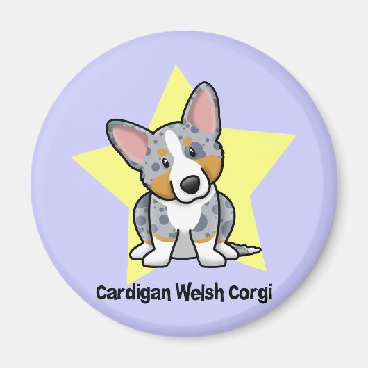 Kawaii Star Merle Cardigan Welsh Corgi Magnet (Vorne)