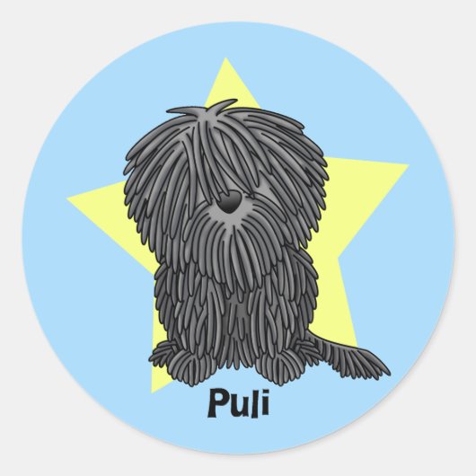 Kawaii Star Puli Runder Aufkleber (Vorderseite)