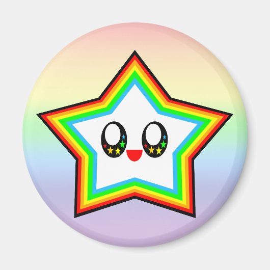 KAWAII STAR RAINBOW GLÜCKLICHES GESICHT LUCKY MAGNET (Vorne)