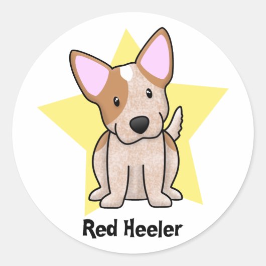 Kawaii Star Red Heeler Runder Aufkleber (Vorderseite)