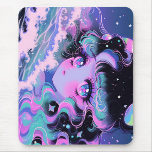 Kawaii-Star-Sea-Mädchen unter kosmischen Wellen Mousepad
