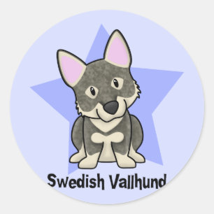 Kawaii Star Swedish Vallhund Runder Aufkleber