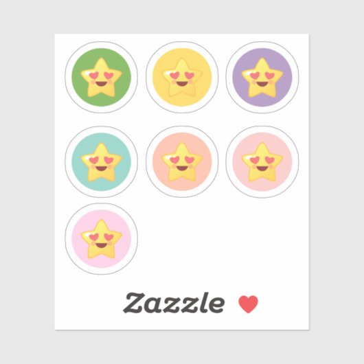 Kawaii Stars in Circles Aufkleber (Blatt)