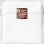 Kawaii Steampunk PinkyP Quadratischer Aufkleber (Tasche)
