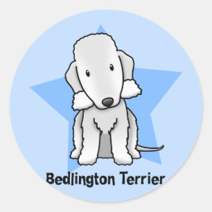 Kawaii Stern Bedlington Terrier Runder Aufkleber