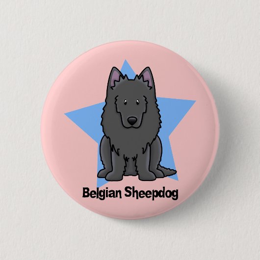 Kawaii Stern-Belgier-Schäferhund Button (Vorderseite)