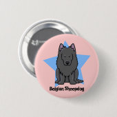 Kawaii Stern-Belgier-Schäferhund Button (Vorne & Hinten)