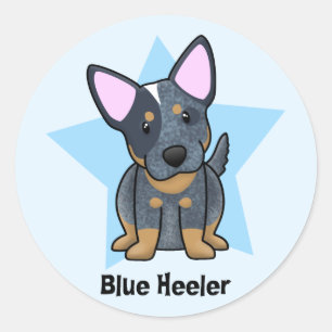 Kawaii Stern-Blau Heeler Runder Aufkleber