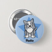 Kawaii Stern-Blau Sheltie Button (Vorne & Hinten)