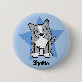 Kawaii Stern-Blau Sheltie Button