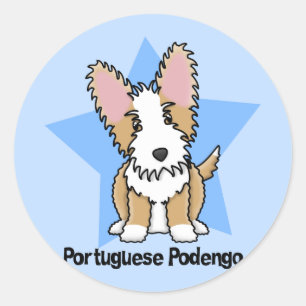 Kawaii Stern-Draht-Portugiese Podengo Runder Aufkleber
