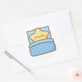 Kawaii Stern im Bett – Transparenter Aufkleber (Umschlag)