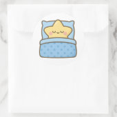 Kawaii Stern im Bett – Transparenter Aufkleber (Tasche)
