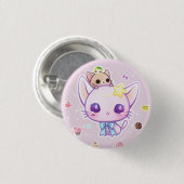 Kawaii Stern Kitty mit niedlichen Kuchen Button (Vorne & Hinten)
