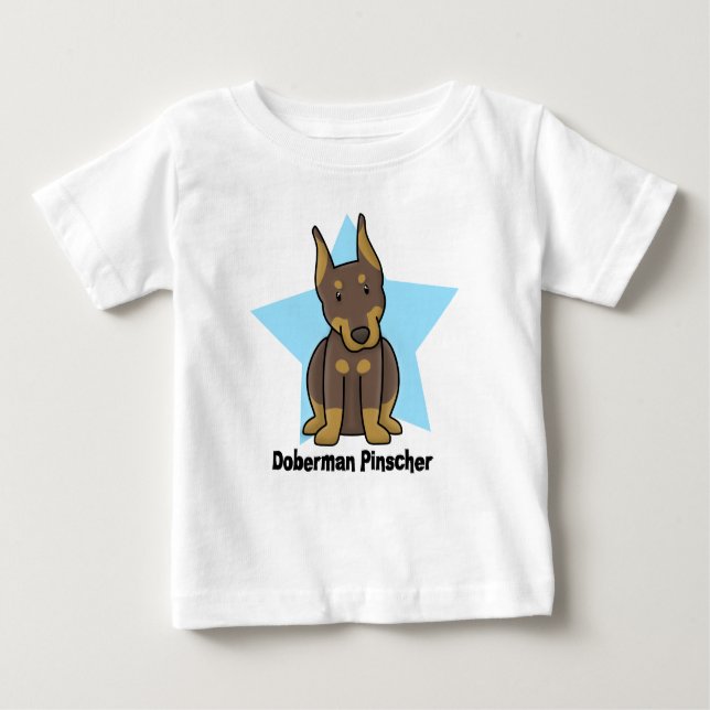 Kawaii Stern-rotes Dobermannpinscher-Baby Baby T-shirt (Vorderseite)