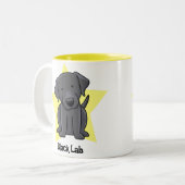 Kawaii Stern-Schwarz-Labrador Zweifarbige Tasse (Vorderseite Links)