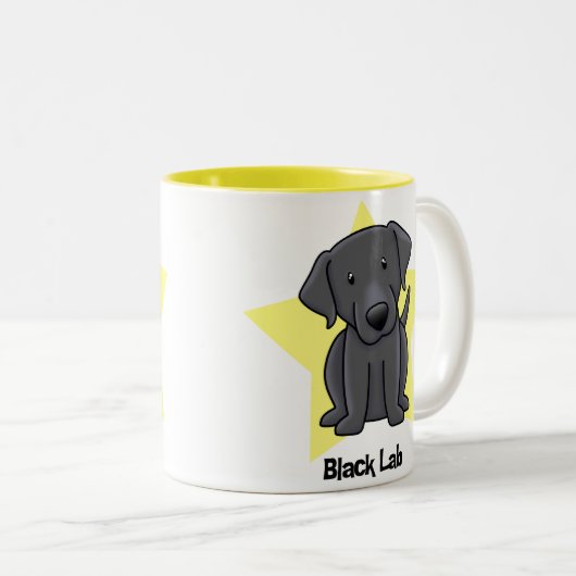 Kawaii Stern-Schwarz-Labrador Zweifarbige Tasse (VorderseiteRechts)