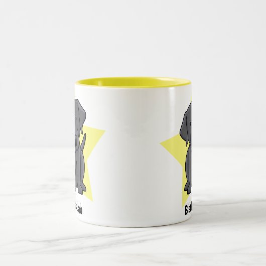 Kawaii Stern-Schwarz-Labrador Zweifarbige Tasse (Mittel)