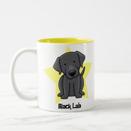 Kawaii Stern-Schwarz-Labrador Zweifarbige Tasse (Links)