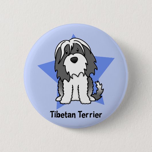 Kawaii Stern tibetanisches Terrier Button (Vorderseite)