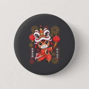 Kawaii-Stil Jahr des Pferdes 2026 Chinesisches Neu Button