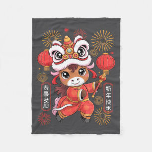 Kawaii-Stil Jahr des Pferdes 2026 Chinesisches Neu Fleecedecke