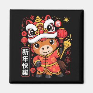 Kawaii-Stil Jahr des Pferdes 2026 Chinesisches Neu Magnet