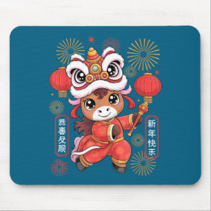 Kawaii-Stil Jahr des Pferdes 2026 Chinesisches Neu Mousepad