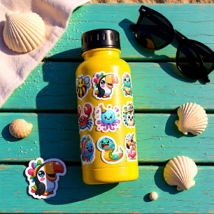 Kawaii-Stil Sommer 9-Tiere-Aufkleberbogen Aufkleber